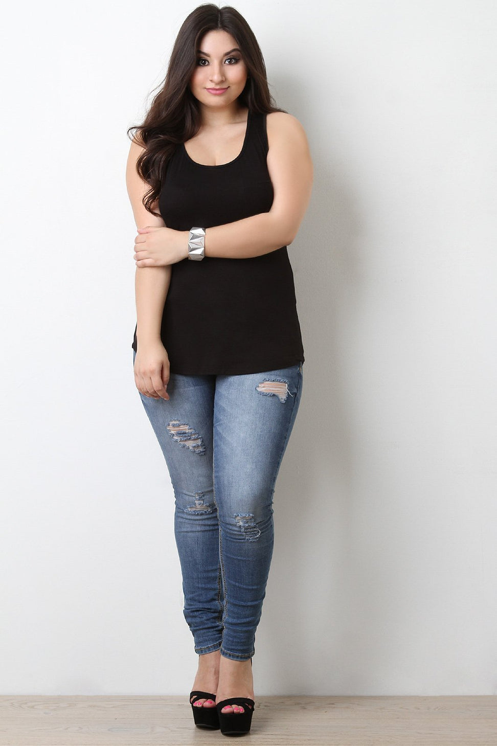 Sleeveless Jersey Knit Pocket Racerback Top