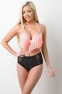 Fringe Halter Tie High Waist Bikini Set - NoveltyOne