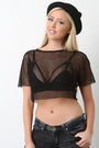 Fishnet Short Sleeves Crop Top - NoveltyOne