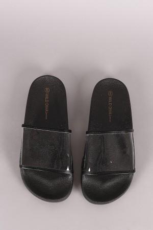 Wild Diva Lounge Transparent Band Open Toe Slide Sandal