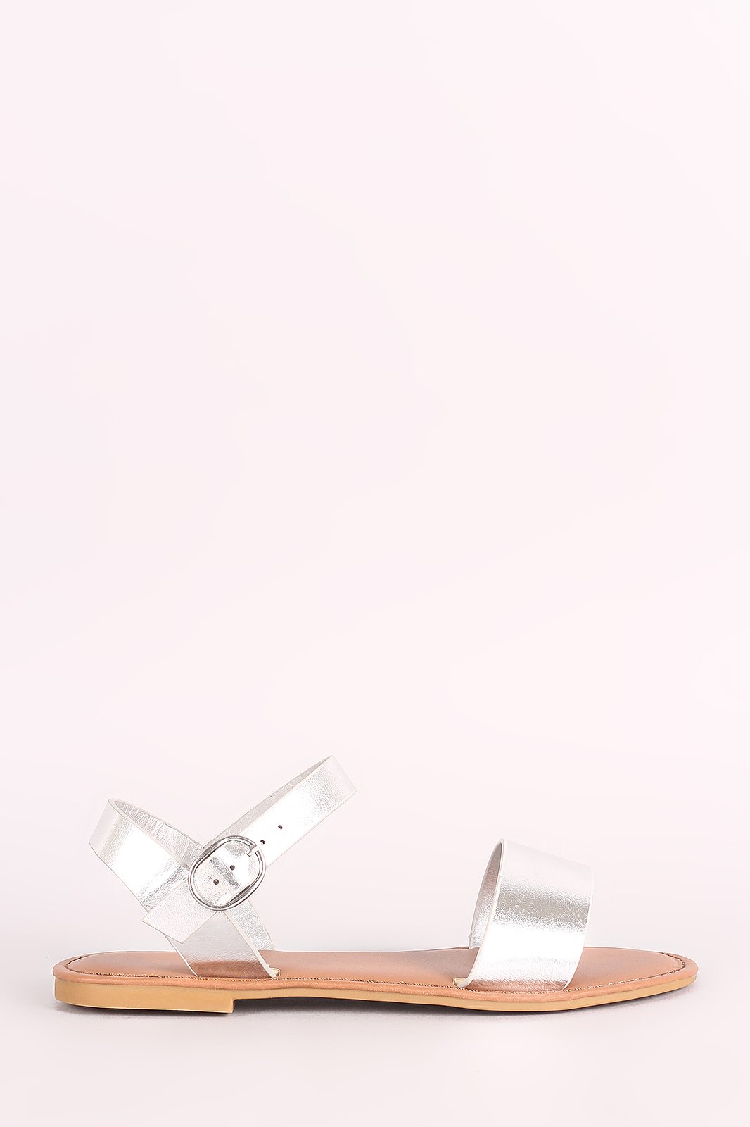 Bamboo One Band Ankle Strap Flat Sandal