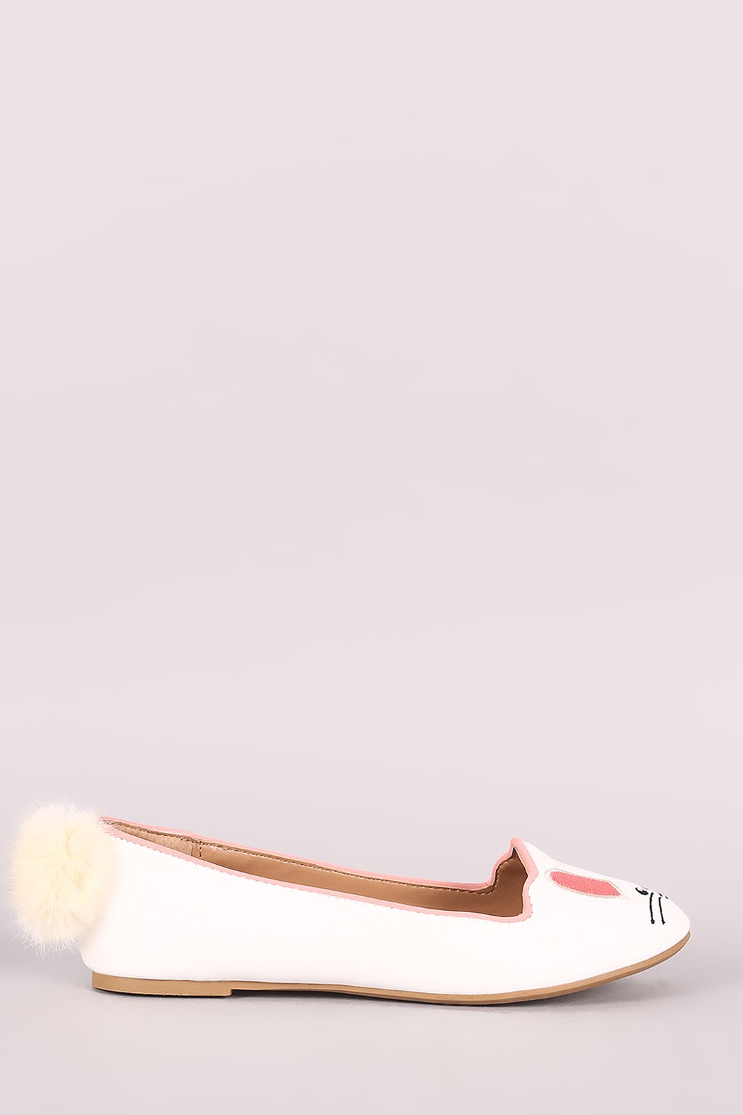 Bamboo Embroidered Animal Face Round Toe Loafer Flat