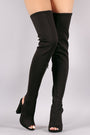 Bamboo Fitted Elastane Chunky Heeled Over-The-Knee Boots