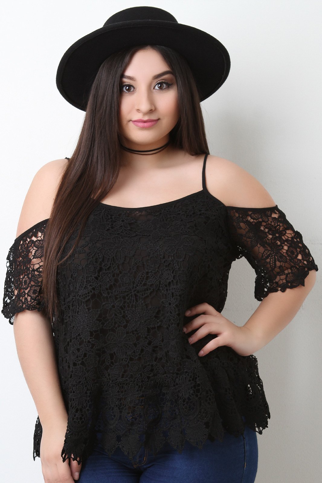 Floral Crochet Knit Cold Shoulder Top - NoveltyOne