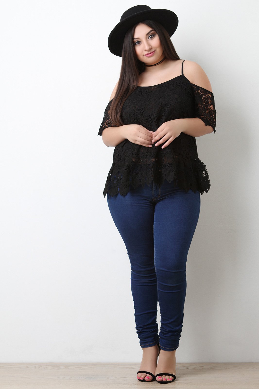 Floral Crochet Knit Cold Shoulder Top - NoveltyOne