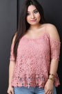 Floral Crochet Knit Cold Shoulder Top - NoveltyOne