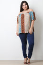 Mixed Print Off The Shoulder Boxy Top - NoveltyOne