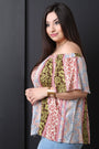 Mixed Print Off The Shoulder Boxy Top - NoveltyOne