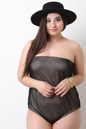 Fishnet Mesh Strapless Bodysuit - NoveltyOne