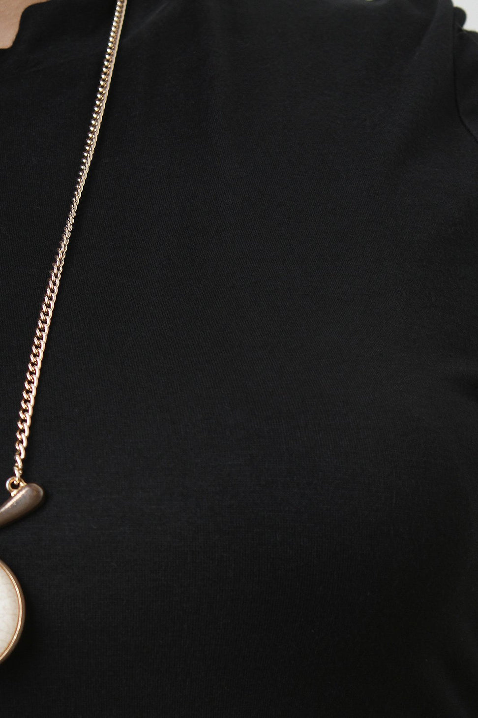 Stretchy Knit Mock Neck Crop Top