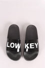 Qupid Low Key Patent Slide Sandals