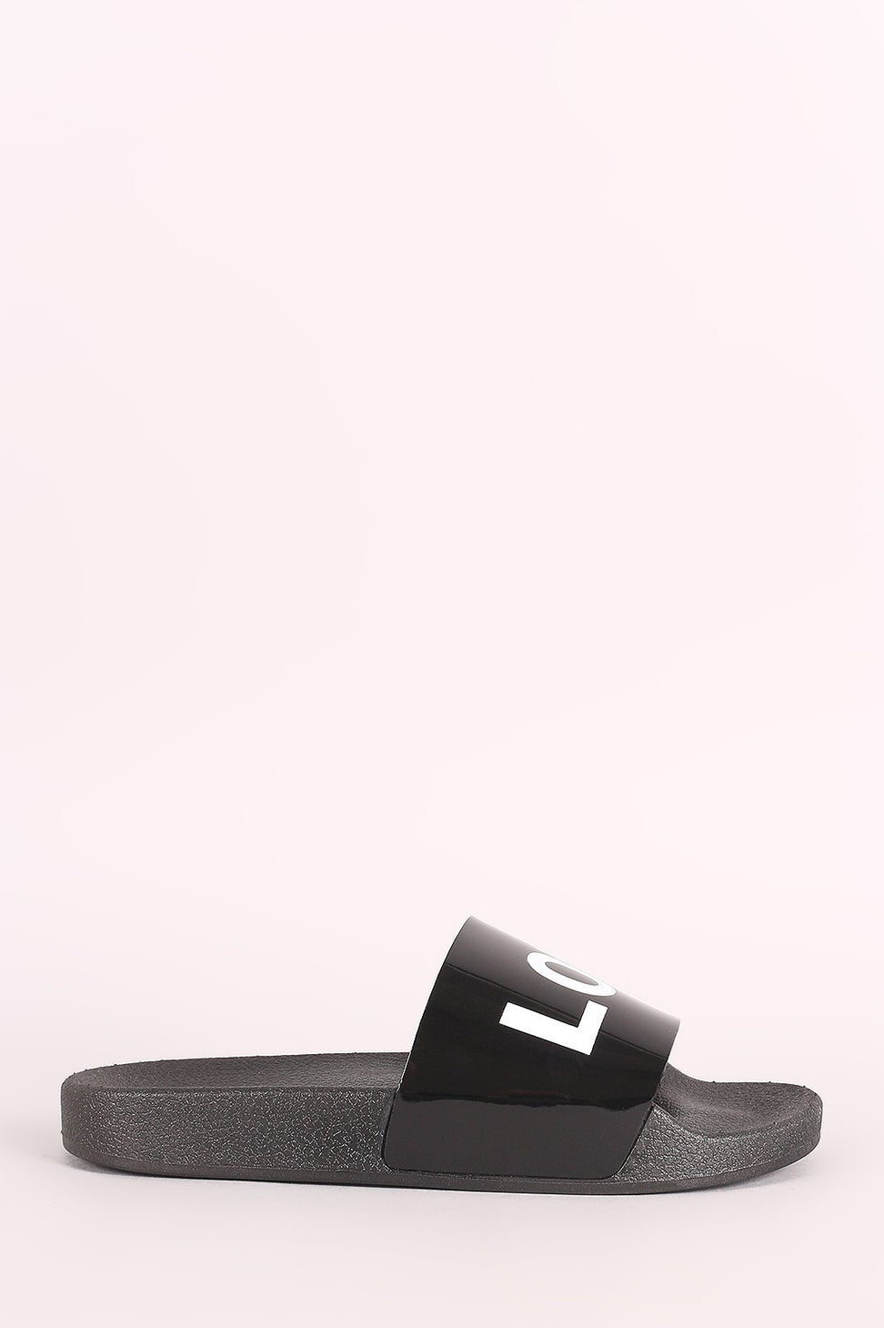 Qupid Low Key Patent Slide Sandals