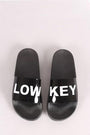 Qupid Low Key Patent Slide Sandals
