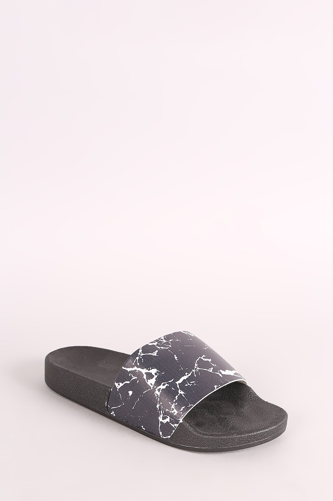Qupid Marble-Effect Open Toe Side Sandal