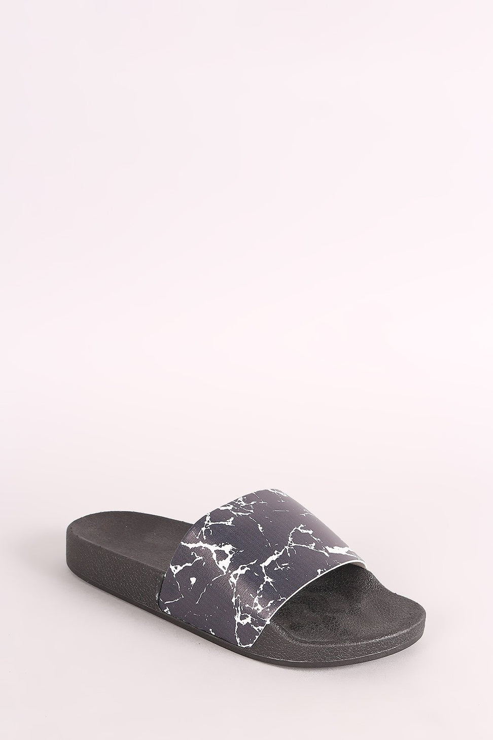 Qupid Marble-Effect Open Toe Side Sandal