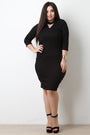 Mock Neck Cutout Ribbed Knit Dress - NoveltyOne