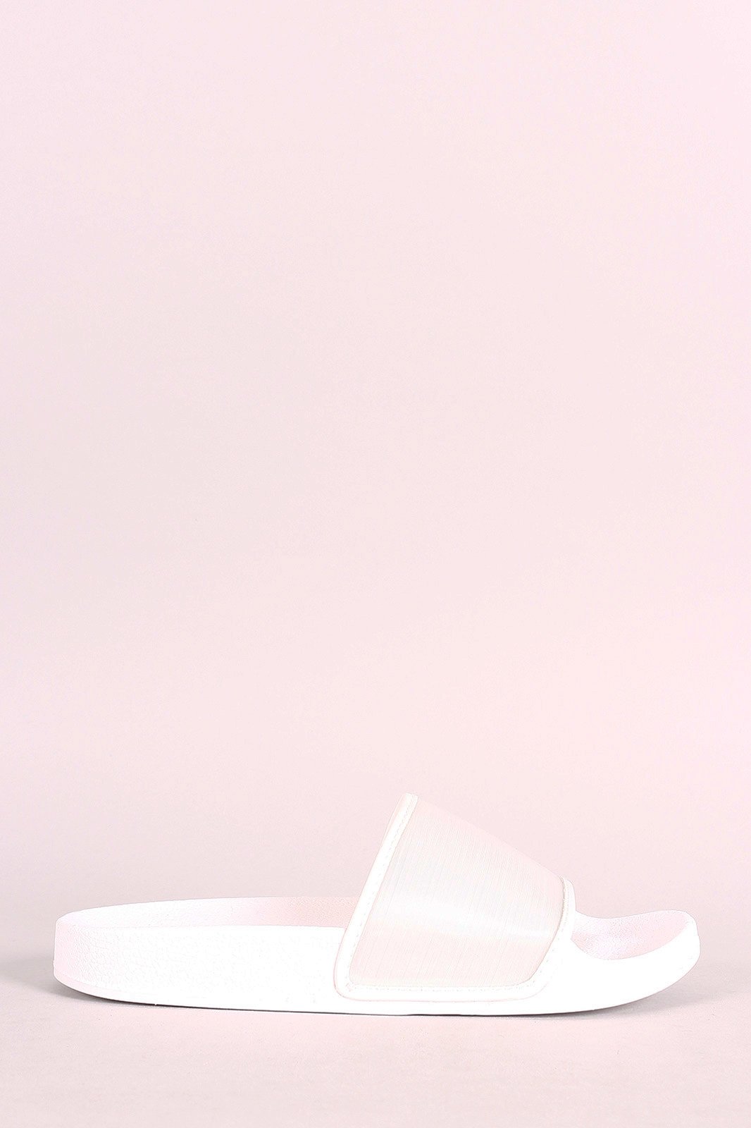 Qupid Open Toe Wide Band Slide Sandal