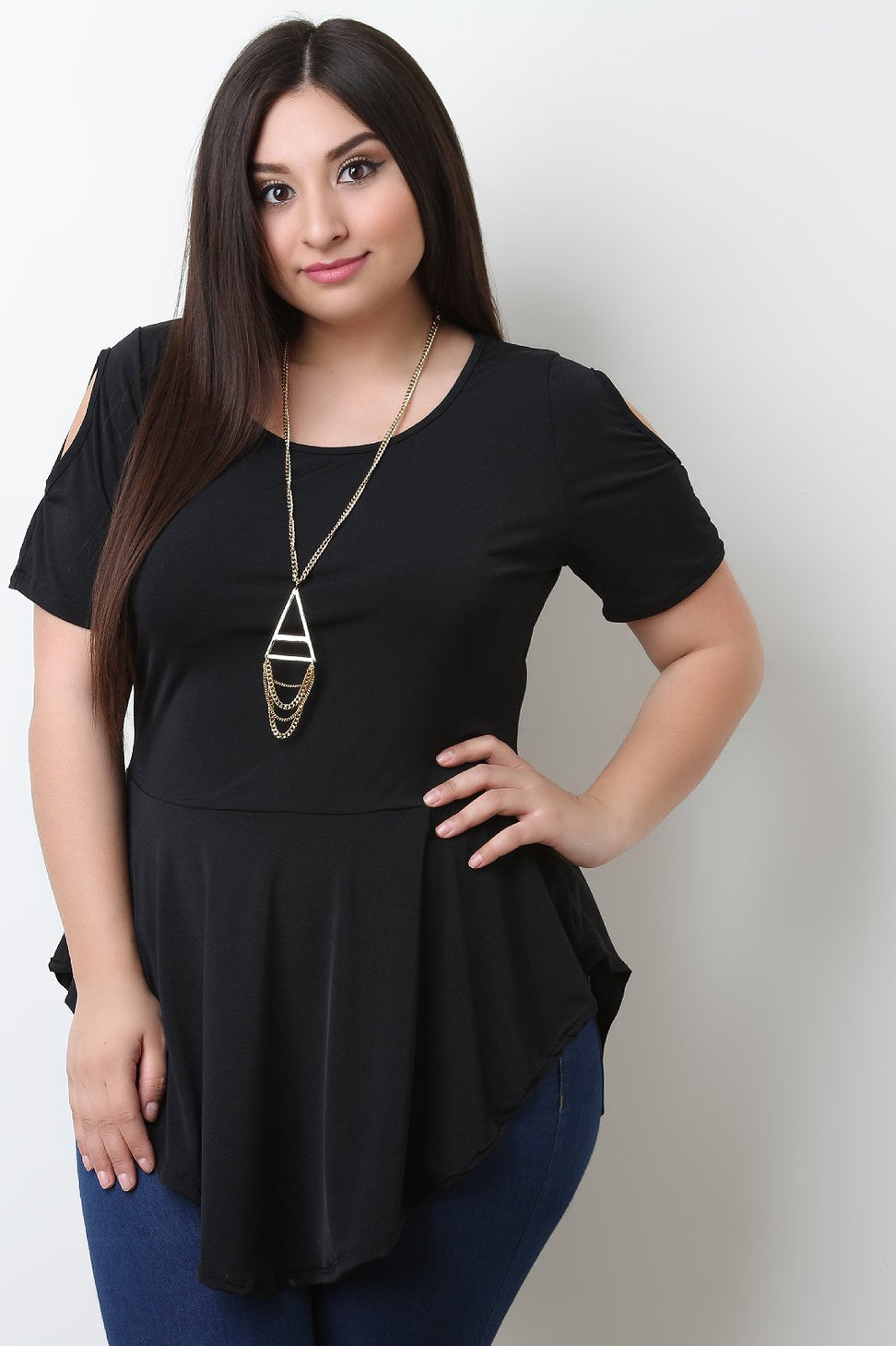 Cold Shoulder Peplum Top