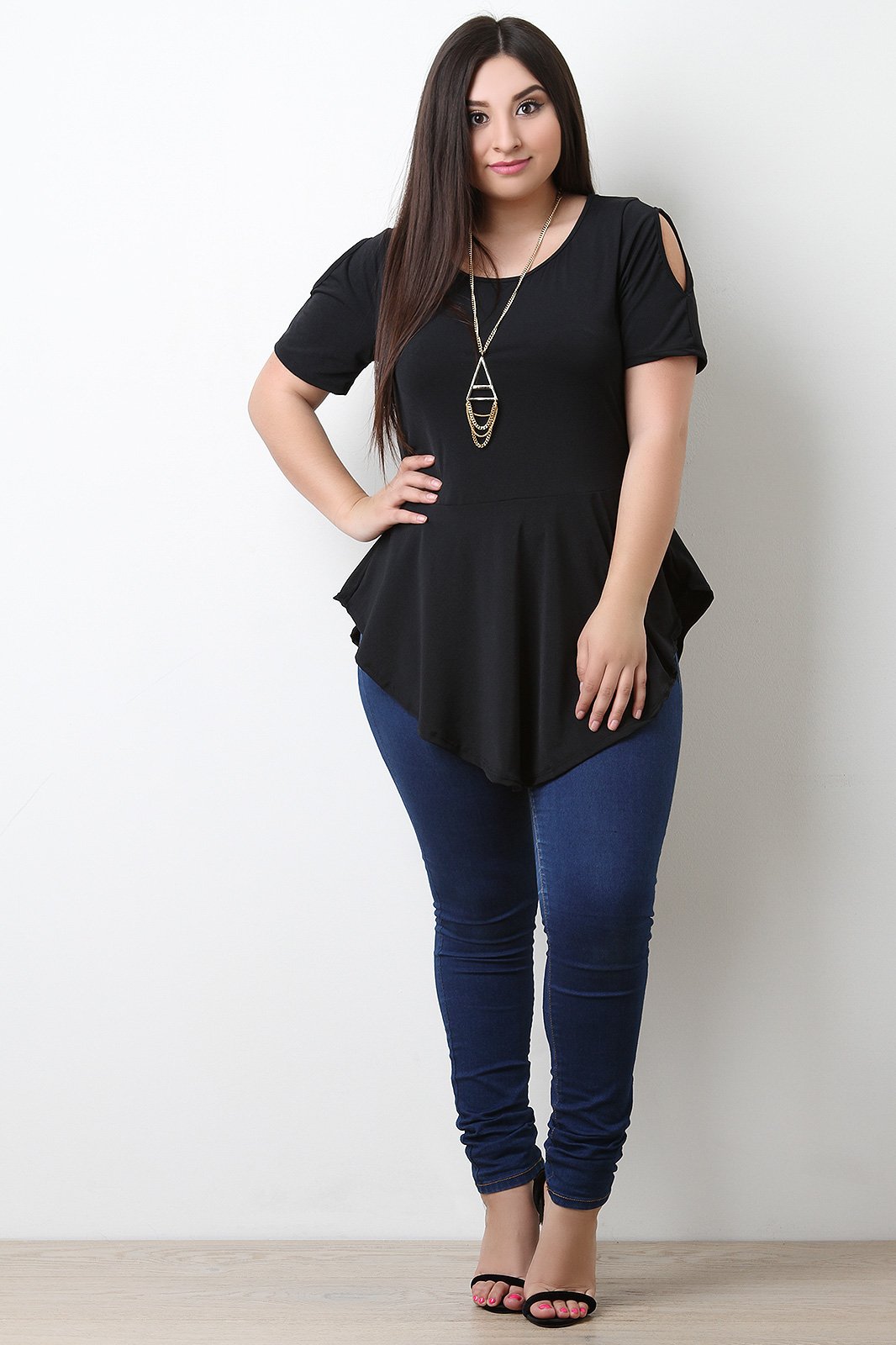 Cold Shoulder Peplum Top