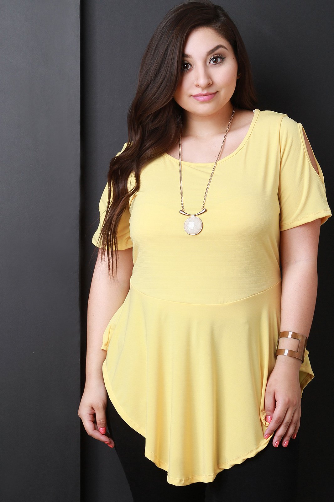 Cold Shoulder Peplum Top