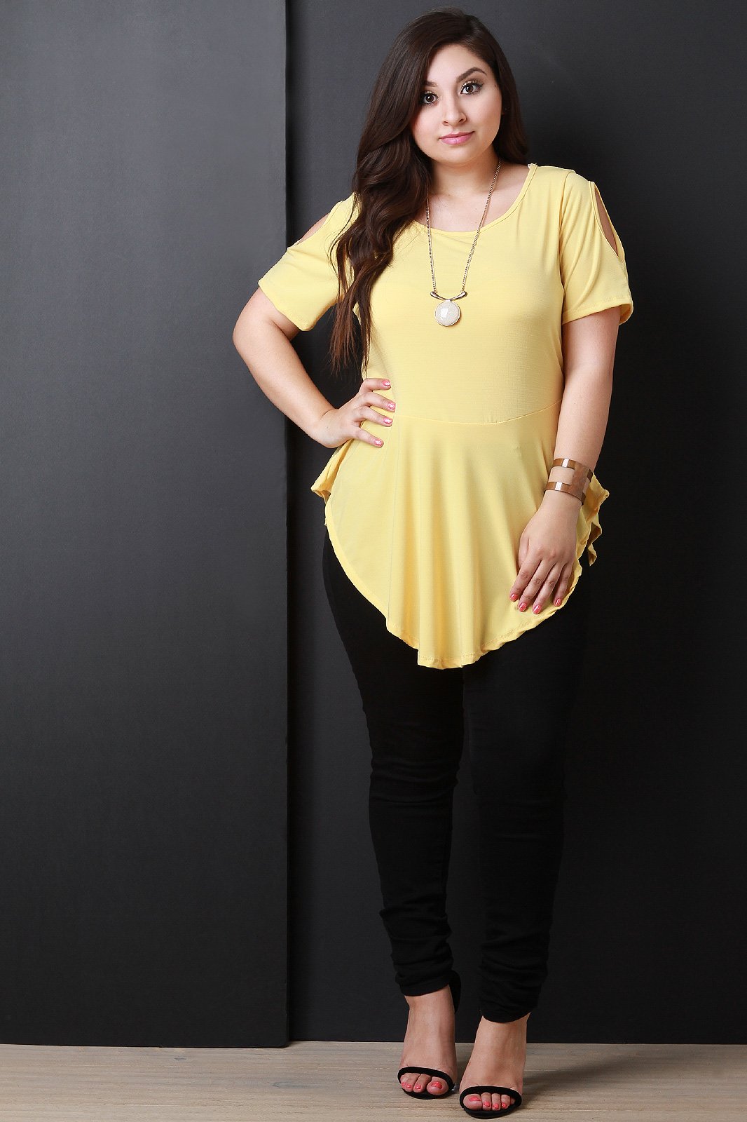 Cold Shoulder Peplum Top