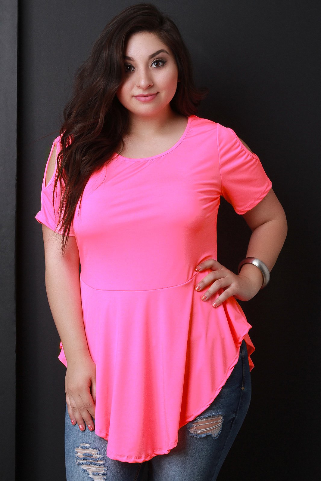 Cold Shoulder Peplum Top