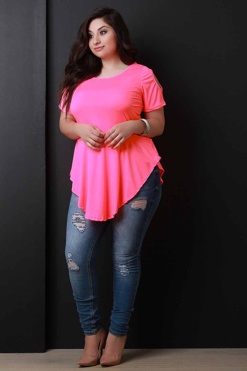 Cold Shoulder Peplum Top