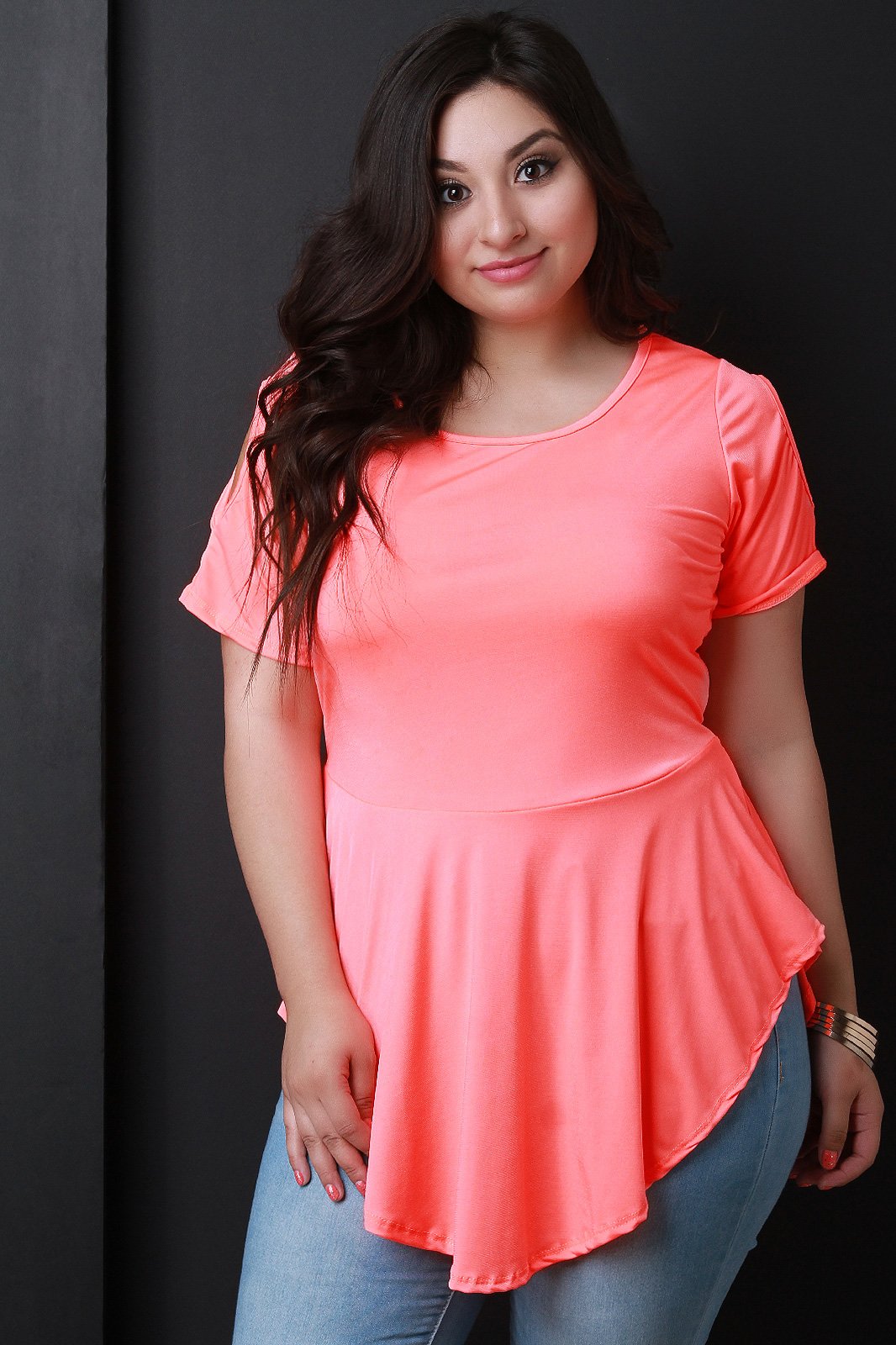 Cold Shoulder Peplum Top