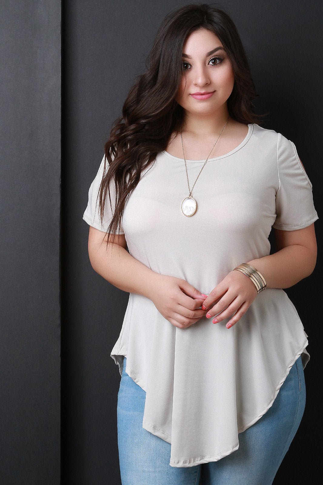 Cold Shoulder Peplum Top