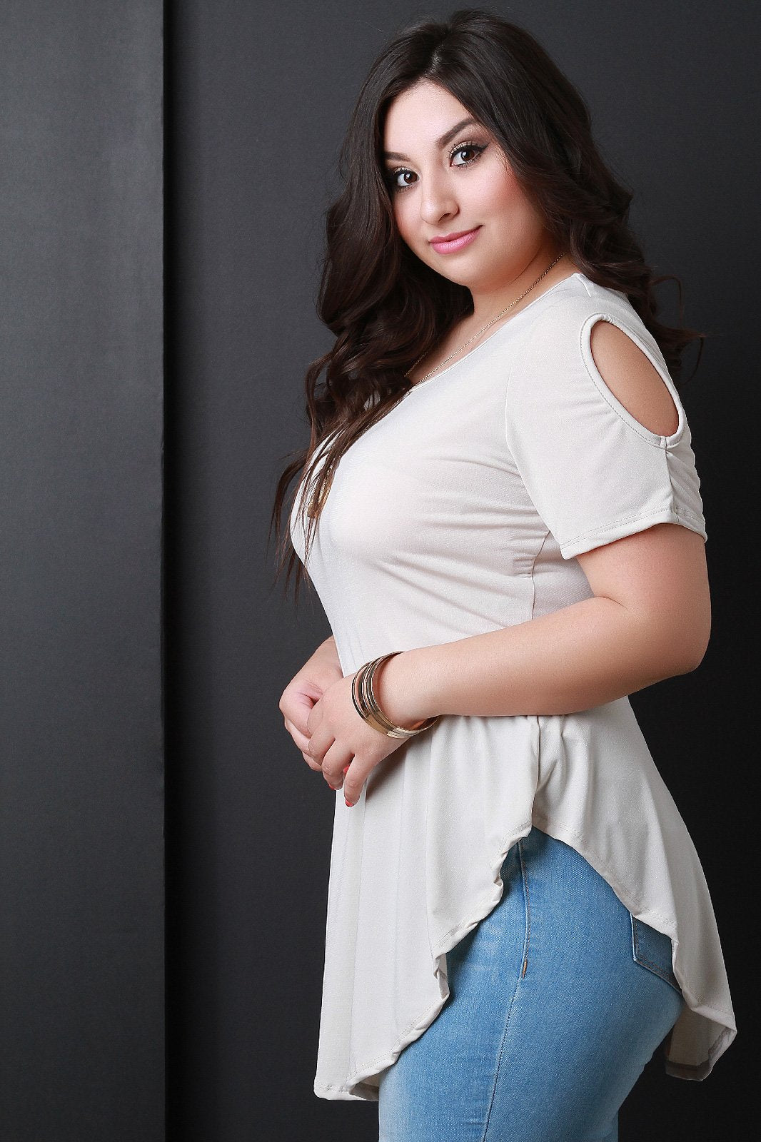 Cold Shoulder Peplum Top