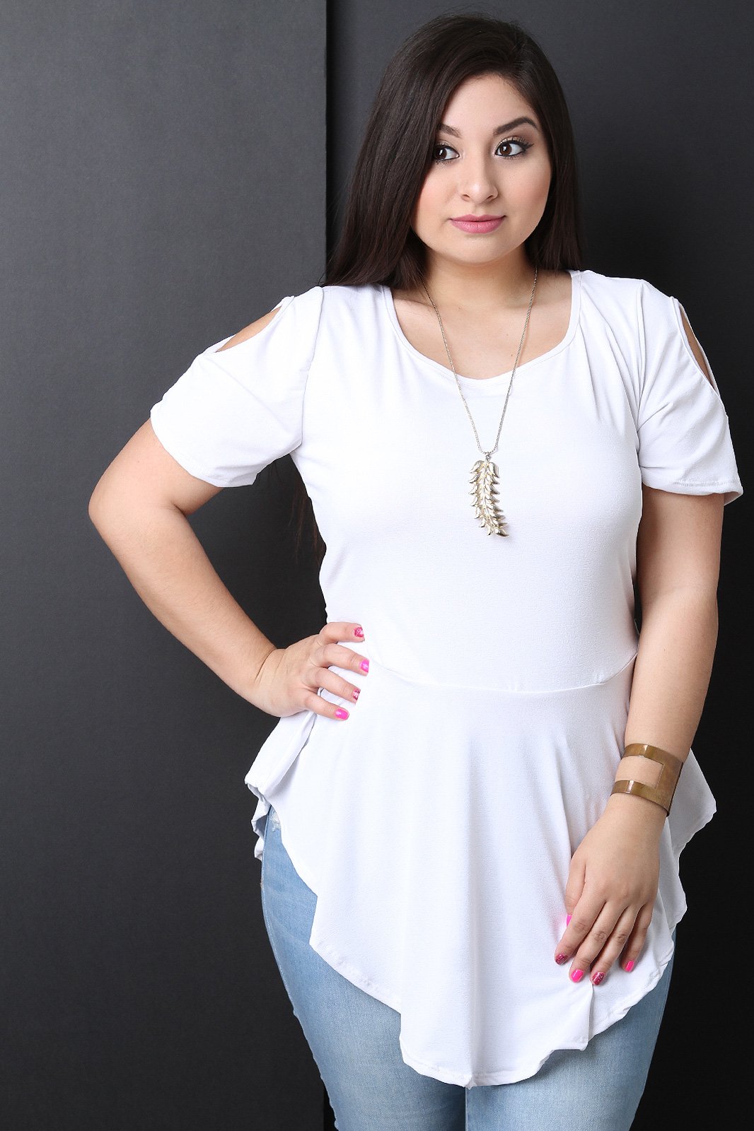 Cold Shoulder Peplum Top