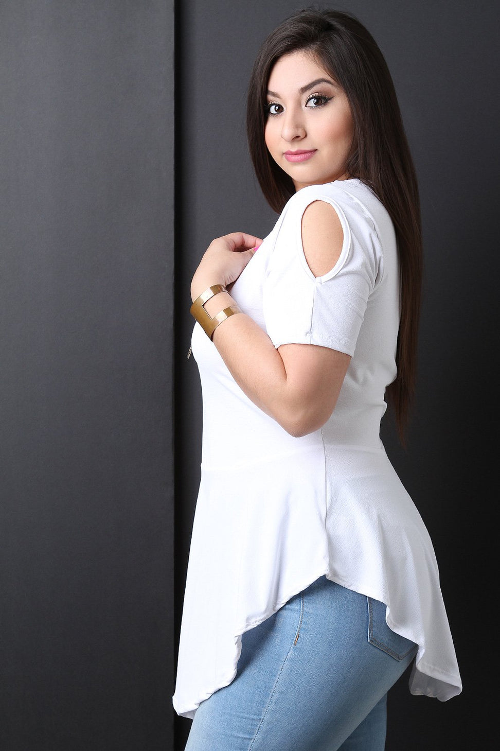 Cold Shoulder Peplum Top