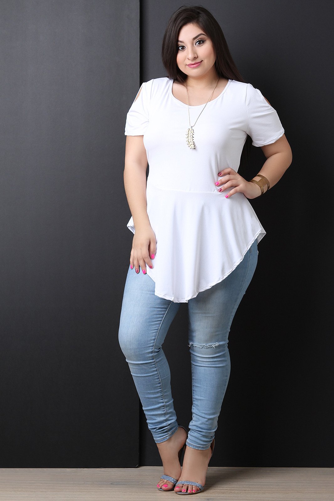 Cold Shoulder Peplum Top