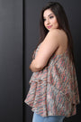 Abstract Printed Chiffon Flowy Tier Tank Top