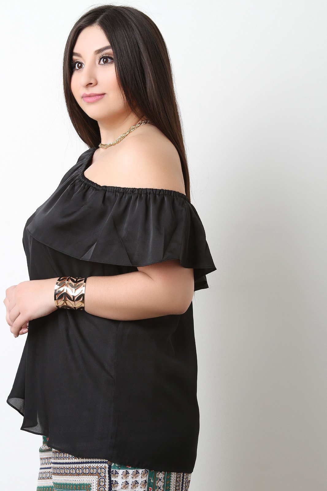 Asymmetrical One Shoulder Ruffle Satin Top