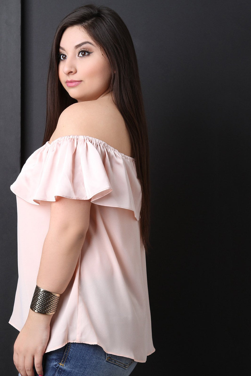 Asymmetrical One Shoulder Ruffle Satin Top