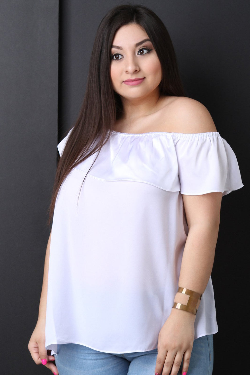 Asymmetrical One Shoulder Ruffle Satin Top