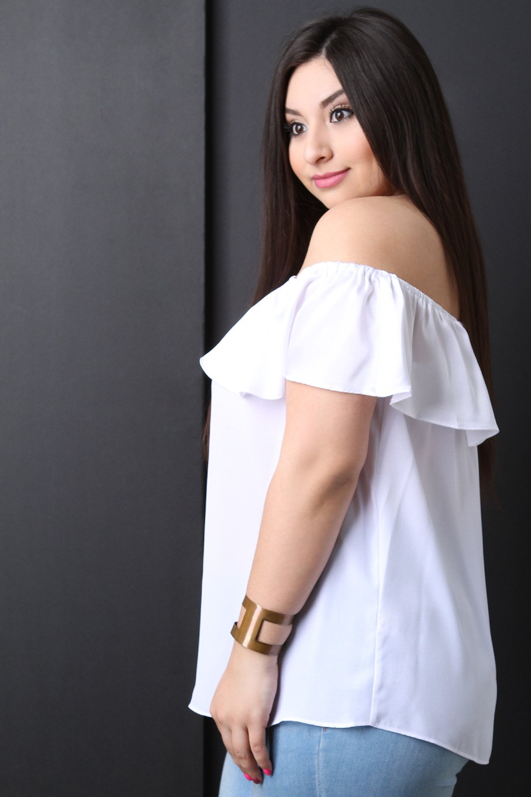 Asymmetrical One Shoulder Ruffle Satin Top