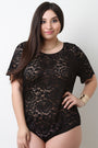 Semi-Sheer Lace Back Keyhole Bodysuit