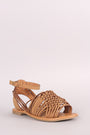 City Classified Woven Ankle Strap Open Toe Flat Sandal