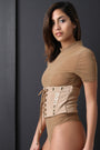 Semi-Sheer Mesh Eyelet Corset Bodysuit