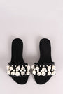 Faux Pearls Velvet Slide Sandals - NoveltyOne