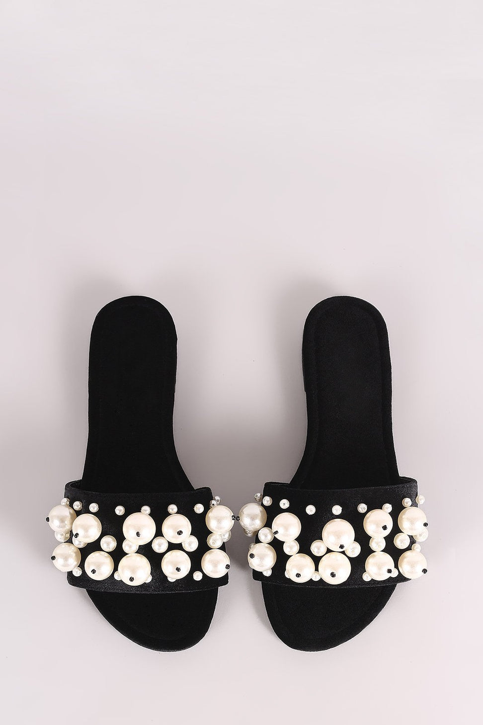 Faux Pearls Velvet Slide Sandals - NoveltyOne