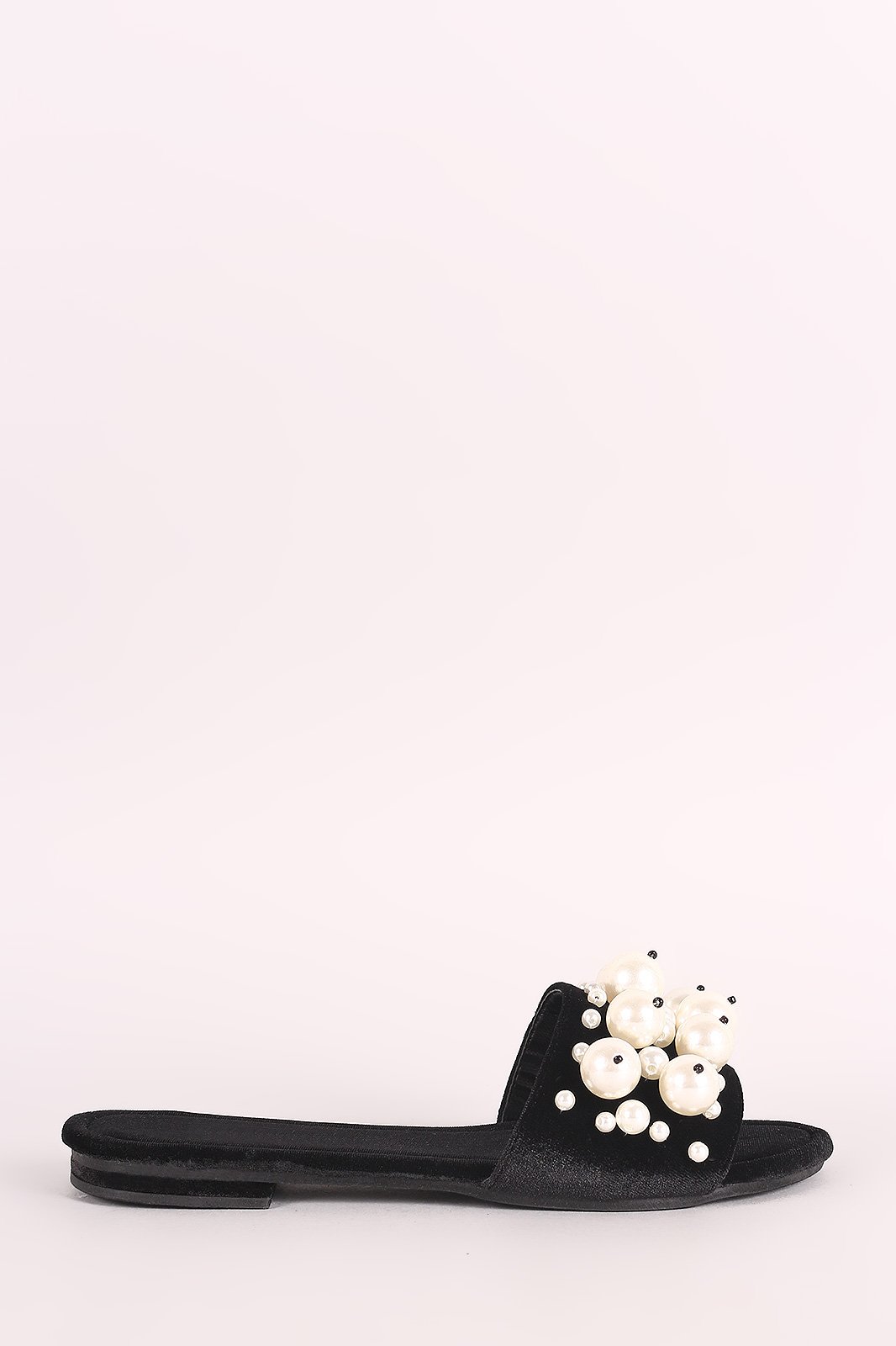 Faux Pearls Velvet Slide Sandals - NoveltyOne