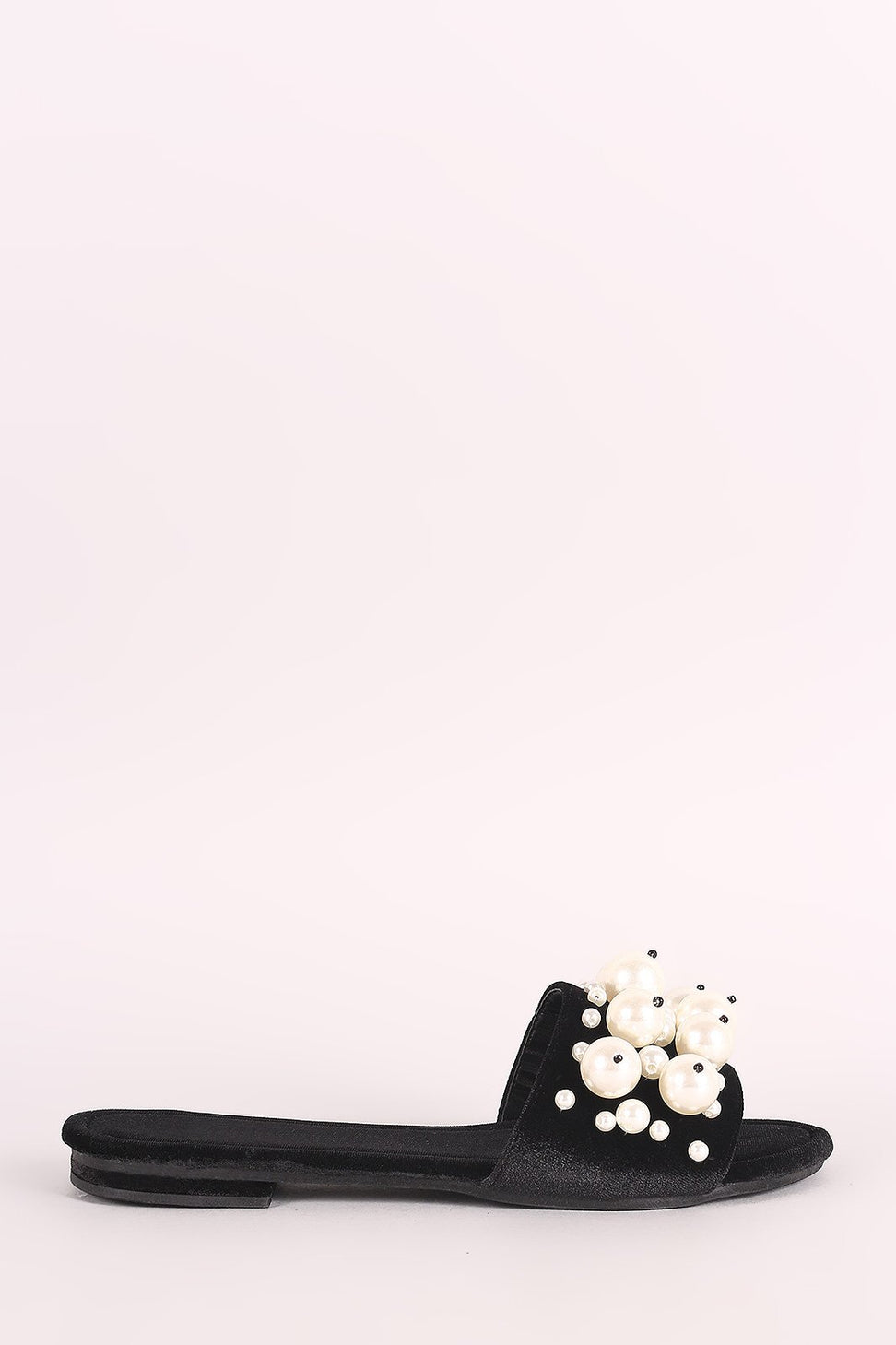 Faux Pearls Velvet Slide Sandals - NoveltyOne
