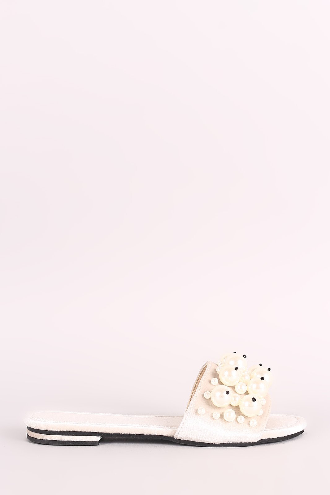 Faux Pearls Velvet Slide Sandals - NoveltyOne