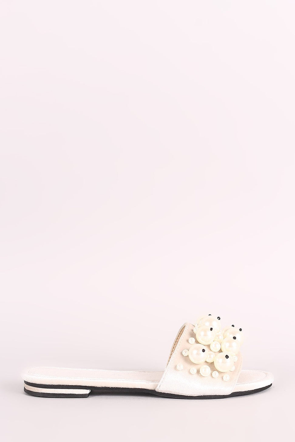 Faux Pearls Velvet Slide Sandals - NoveltyOne