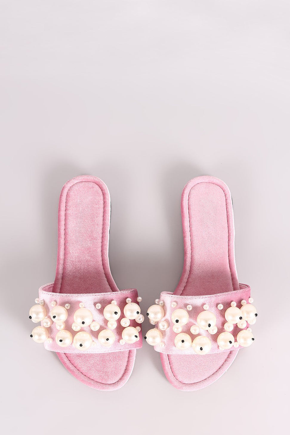 Faux Pearls Velvet Slide Sandals - NoveltyOne