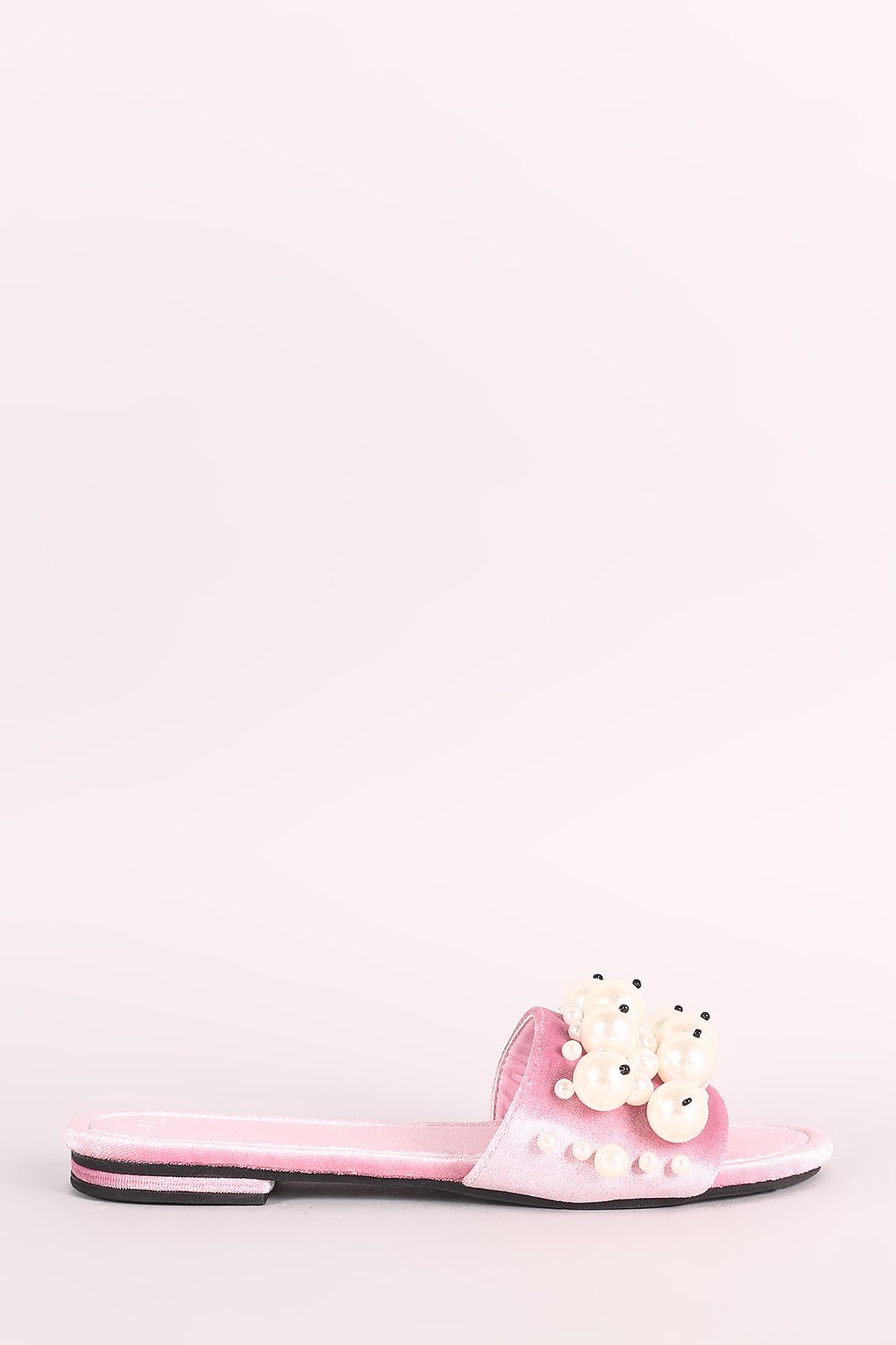 Faux Pearls Velvet Slide Sandals - NoveltyOne