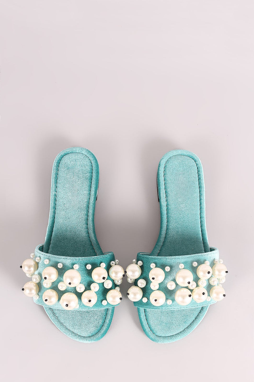 Faux Pearls Velvet Slide Sandals - NoveltyOne